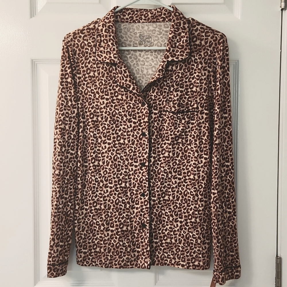 Leopard Print Pajama Shirt